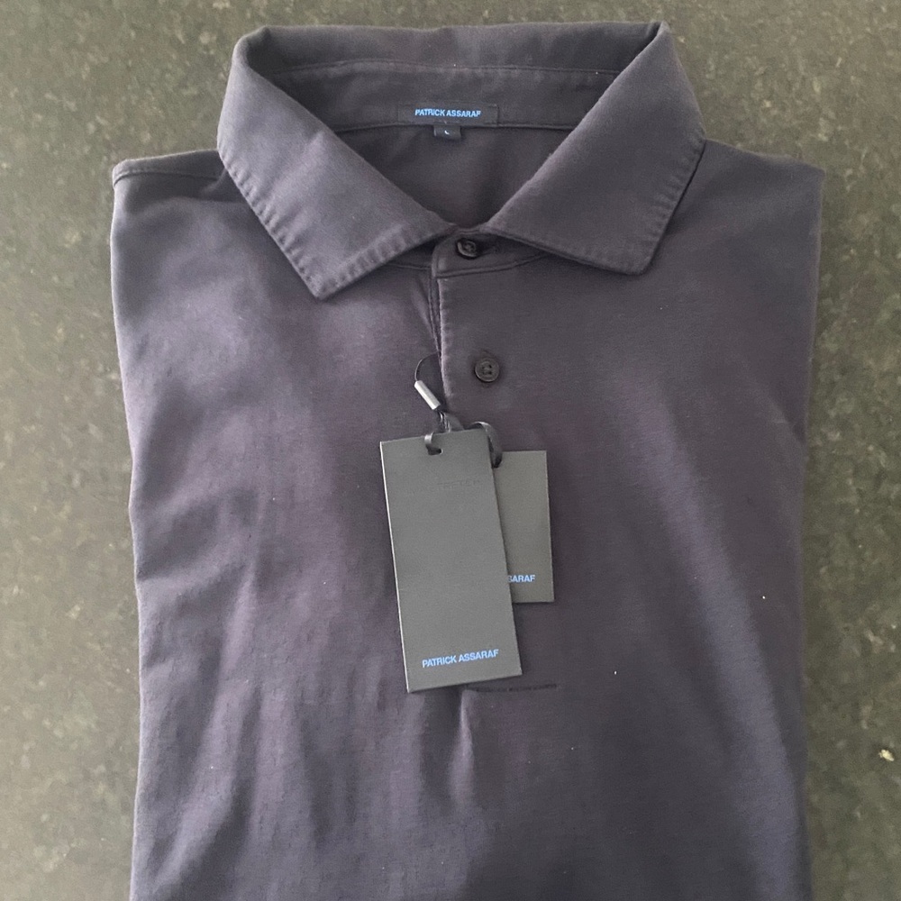 NWT Robert Barakett Navy Blue Long Sleeve Polo Shirt Large